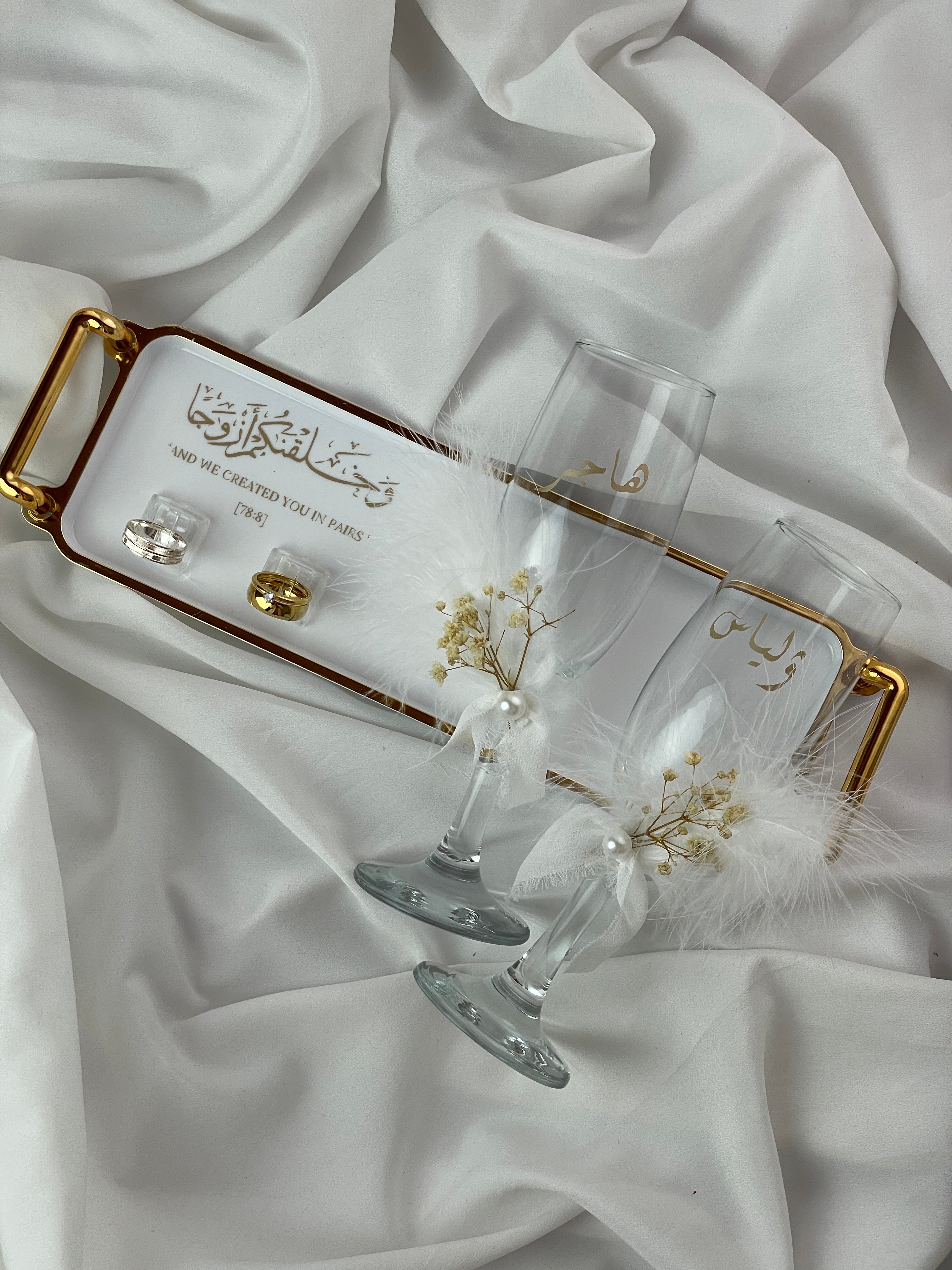 Copas y bandeja porta anillos