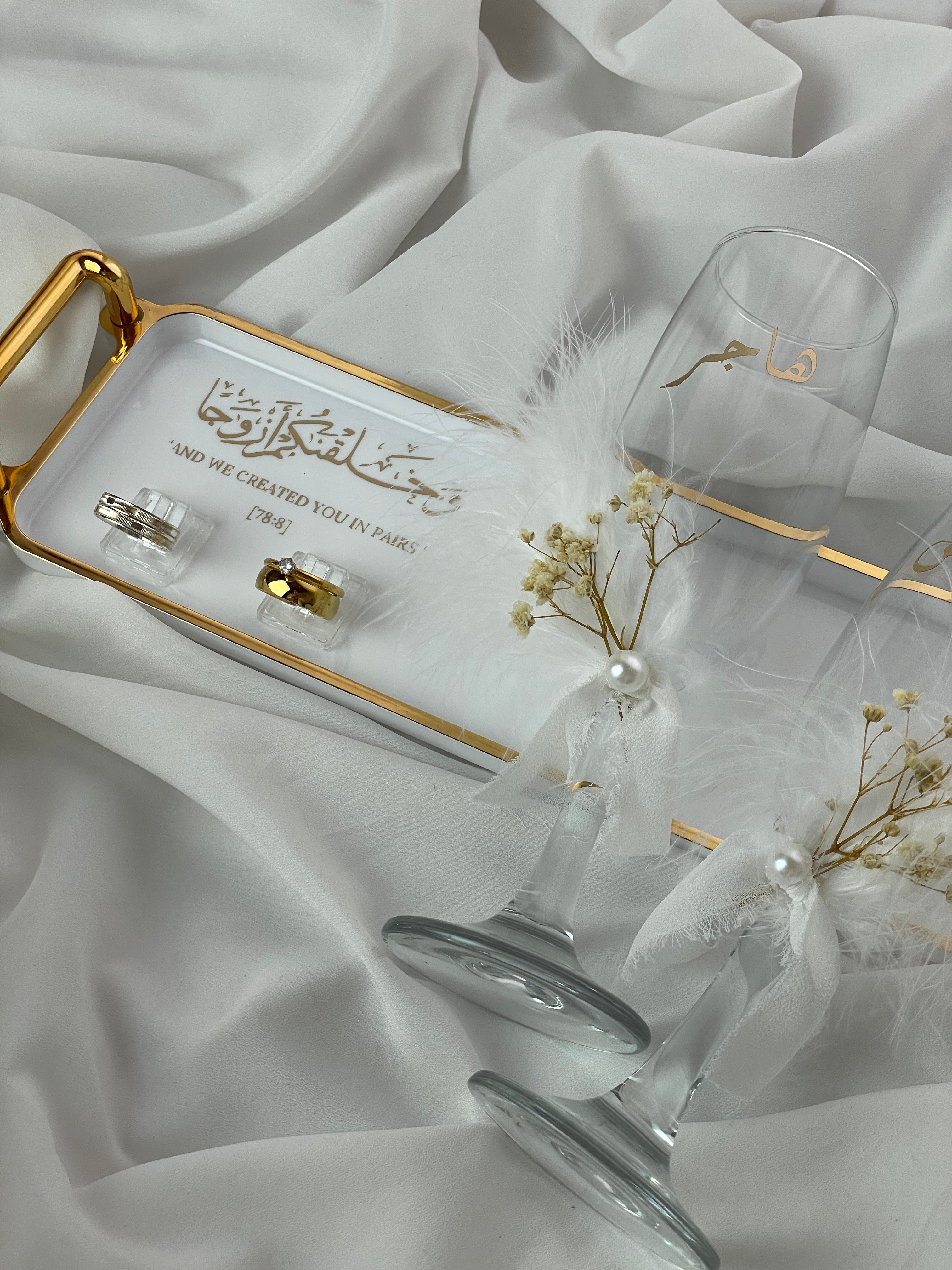 Copas y bandeja porta anillos