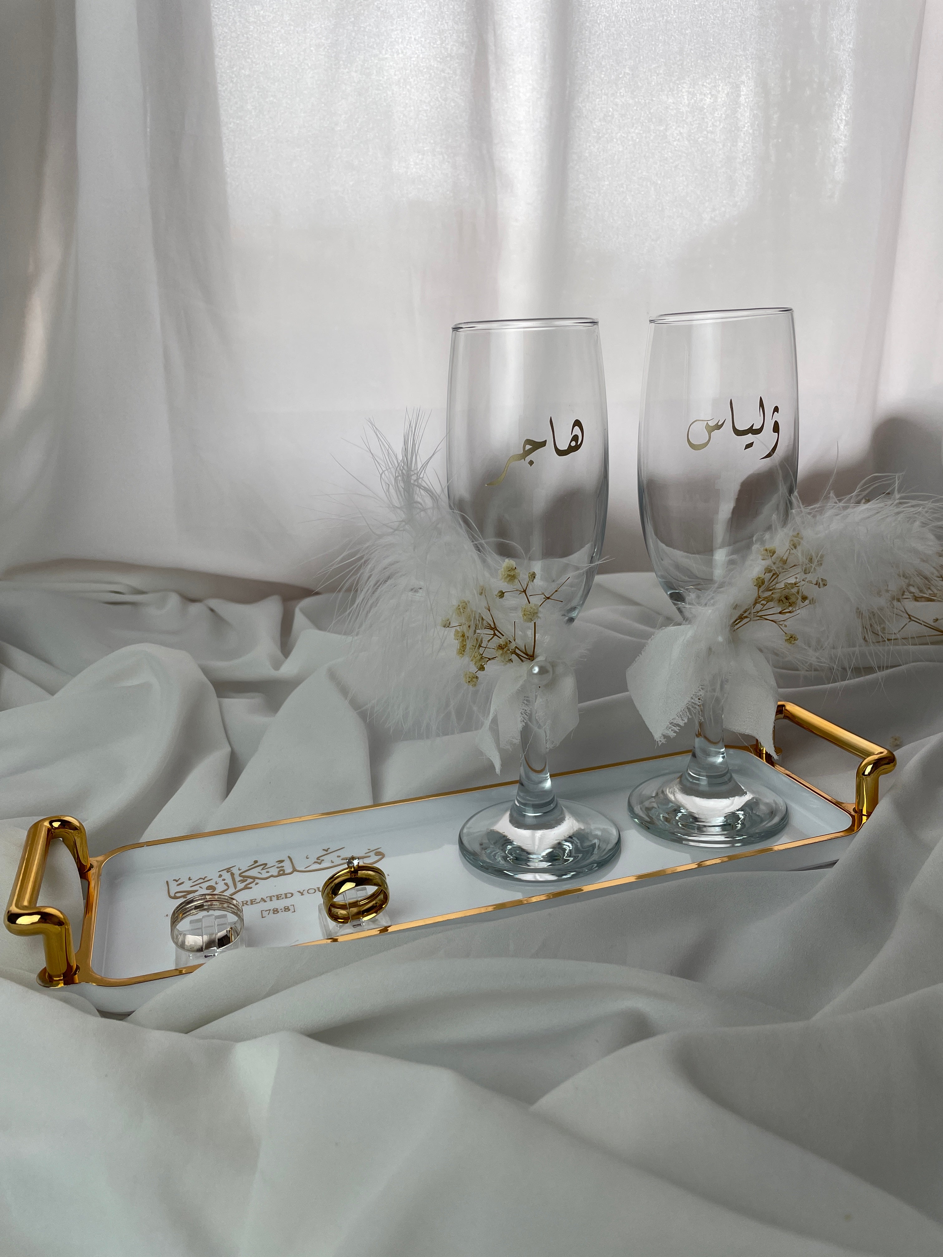 Copas y bandeja porta anillos